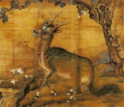 Tradiční vyobrazení Chi Lina z 18. století